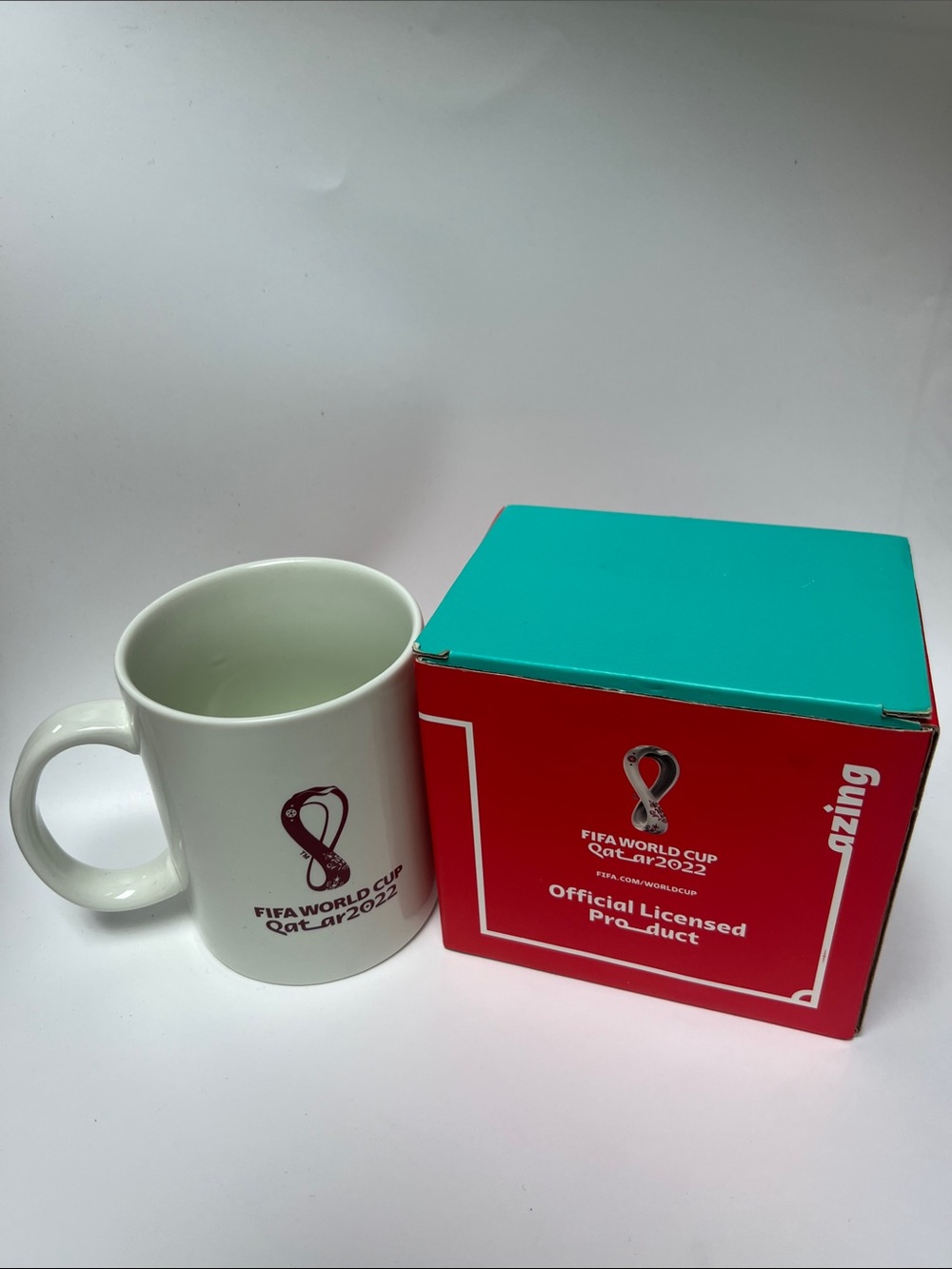 FIFA World Cup Qatar 2022 “SAND” White Logo Ceramic Coffee Mug-NWT (Never Used)